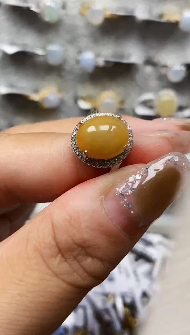 银S925镶嵌戒指翡翠0083