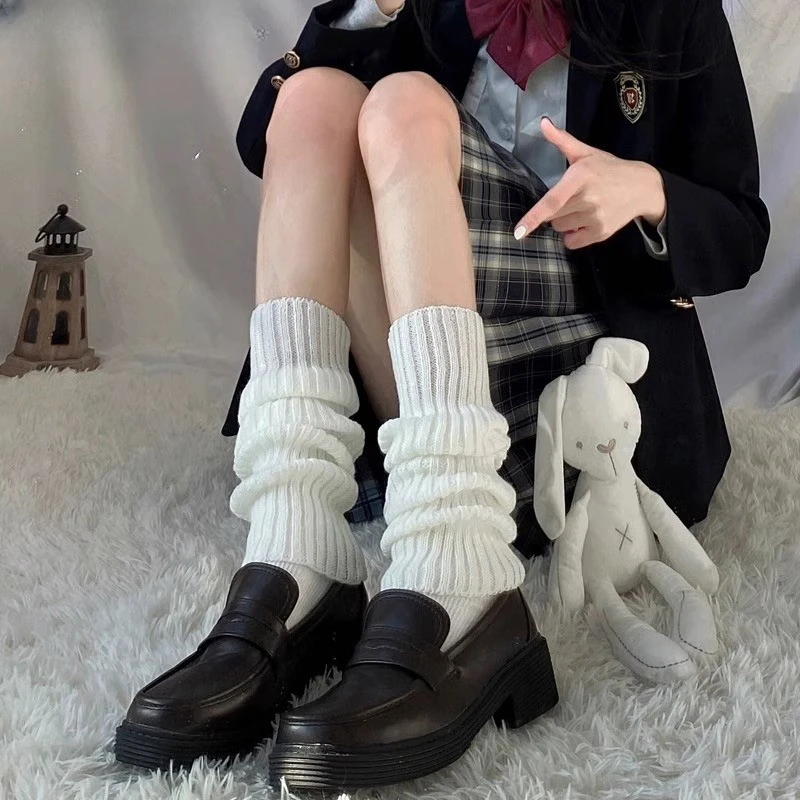 凉黛春秋松弛慵懒保暖针织袜套白色小腿袜腿套日系腿套堆堆袜