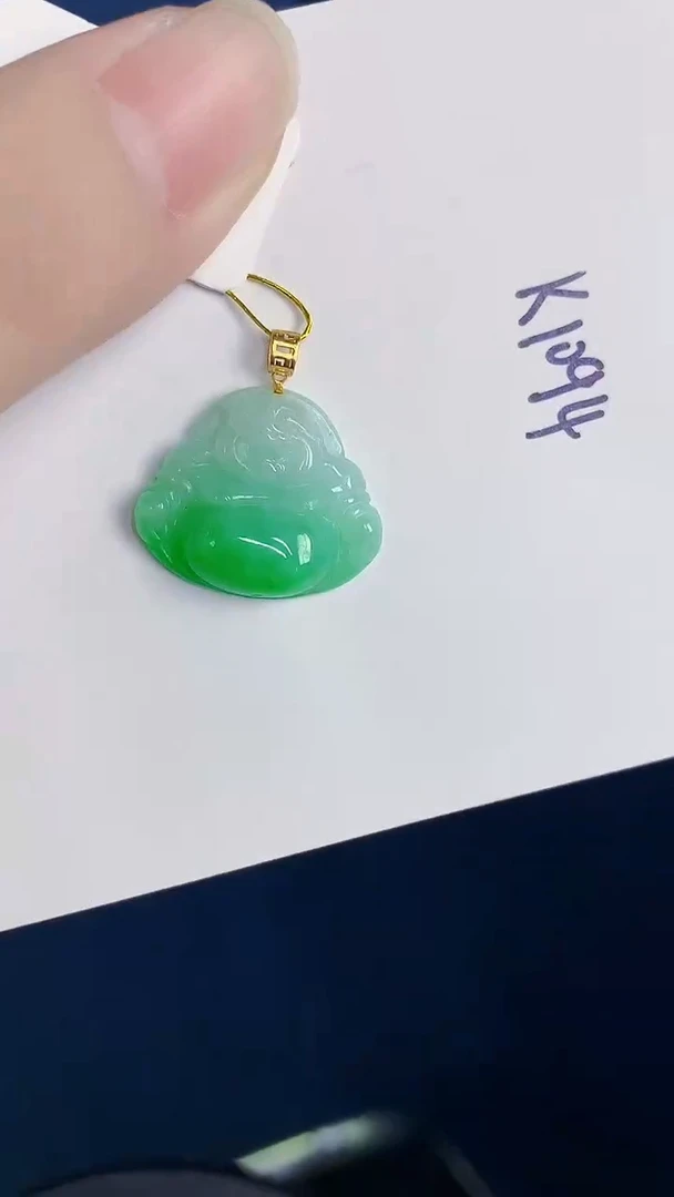 颈饰18K金镶嵌翡翠天然翡翠缅甸A货