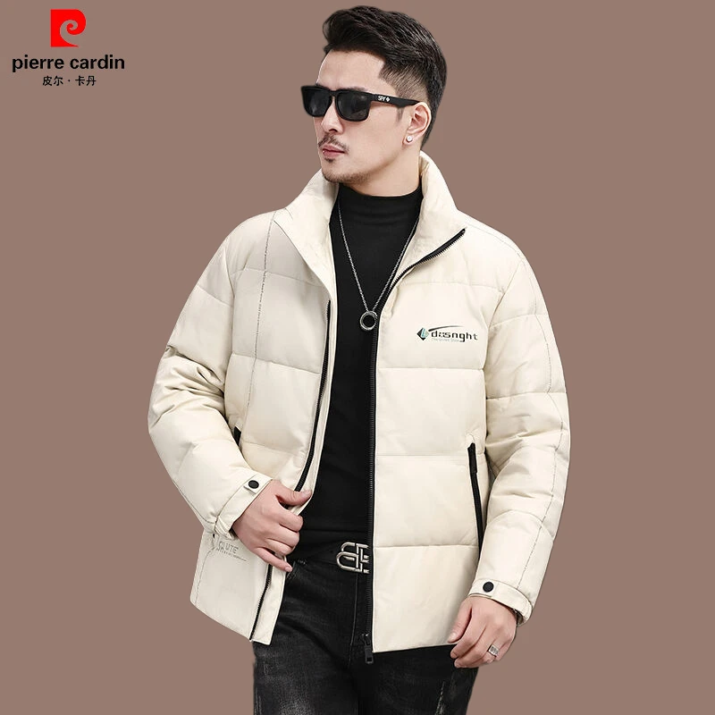 皮尔卡丹头层绵羊皮真皮休闲立领加厚时尚休闲潮流皮衣鹅绒服外套