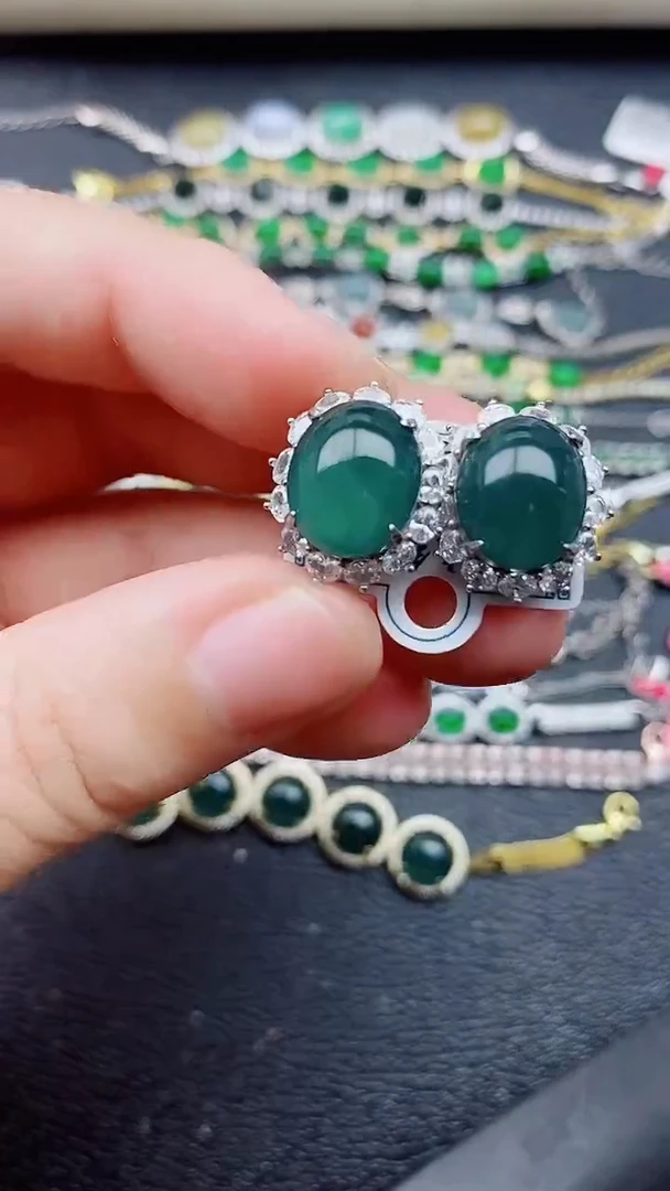 银S925镶嵌戒指翡翠1