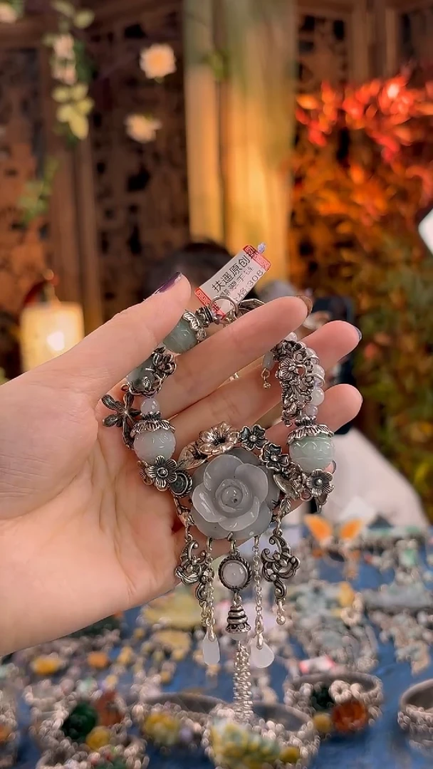 银S925镶嵌挂件翡翠手链