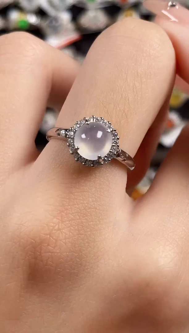 银S925镶嵌戒指翡翠天然A货翡翠29