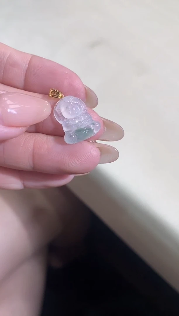 翡翠18K金镶嵌吊坠(不含链)小宝宝佛