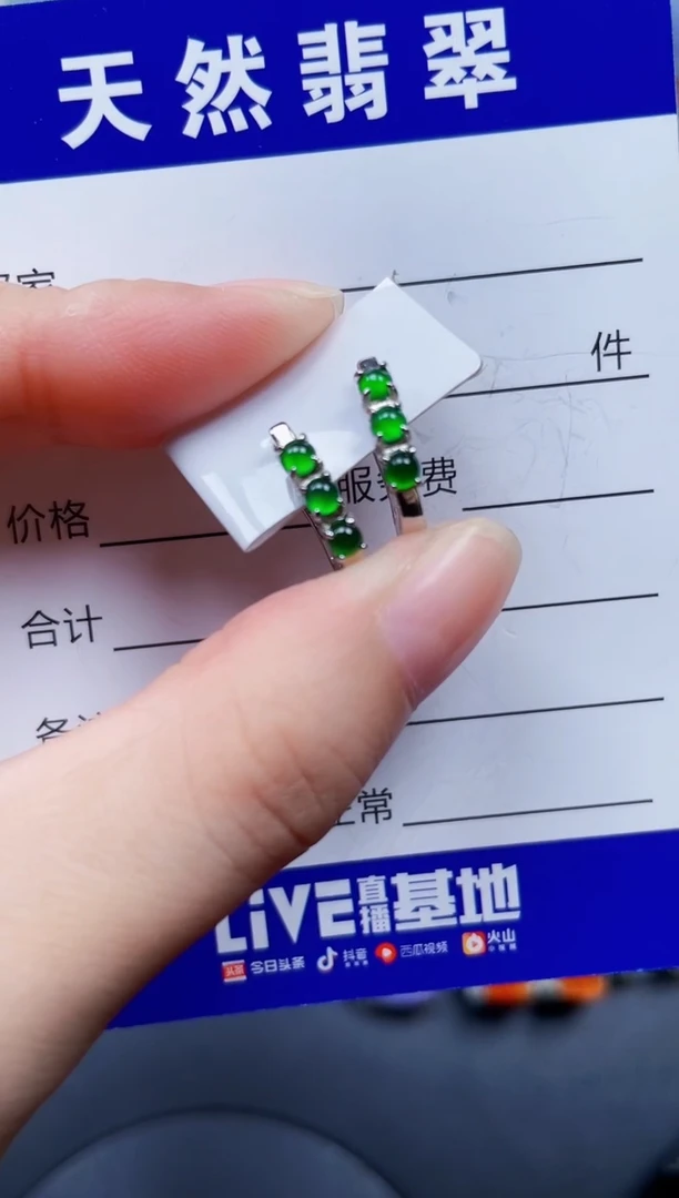 银S925镶嵌翡翠耳饰136