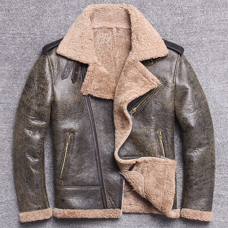 冬季男士保暖修身短款羊皮皮衣男士欧若智性风皮衣拉链短款