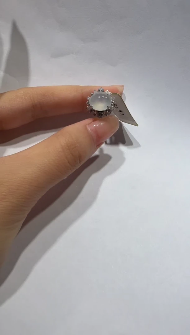 银S925镶嵌戒指翡翠缅甸A货翡翠戒指