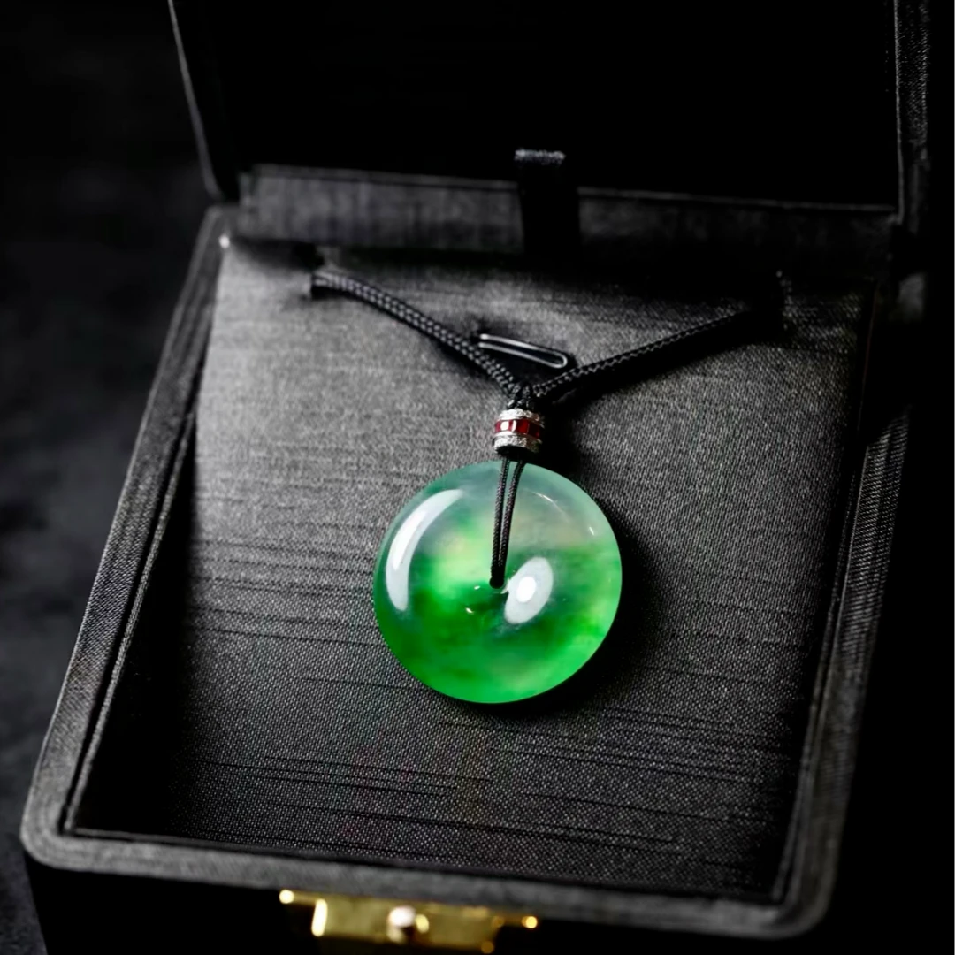 18K金镶天然翡翠A货平安扣/弥勒佛吊坠项链多样性发其一