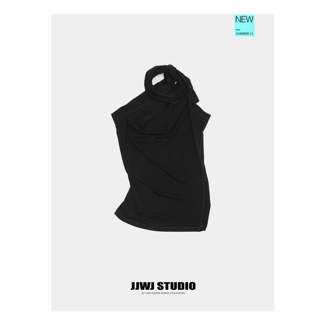 JJWJ STUDIO|夏季天丝解构多穿纽结设计无袖背心