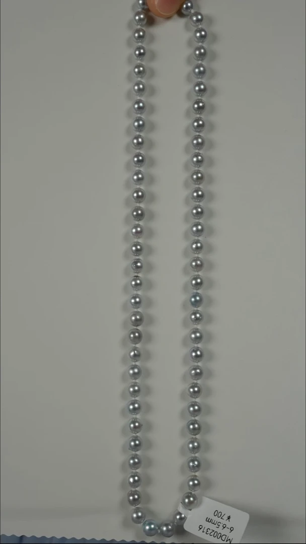 项链银S925镶嵌海水珍珠AK真多麻6-6.5mm