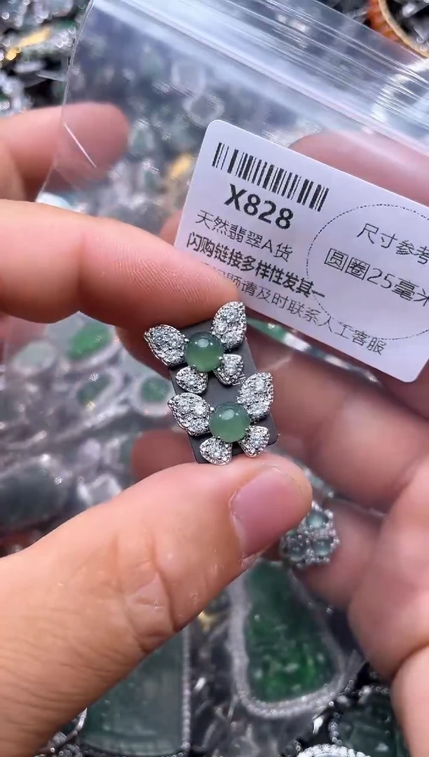 【闪购商品】翡翠颈饰未镶嵌X828耳钉
