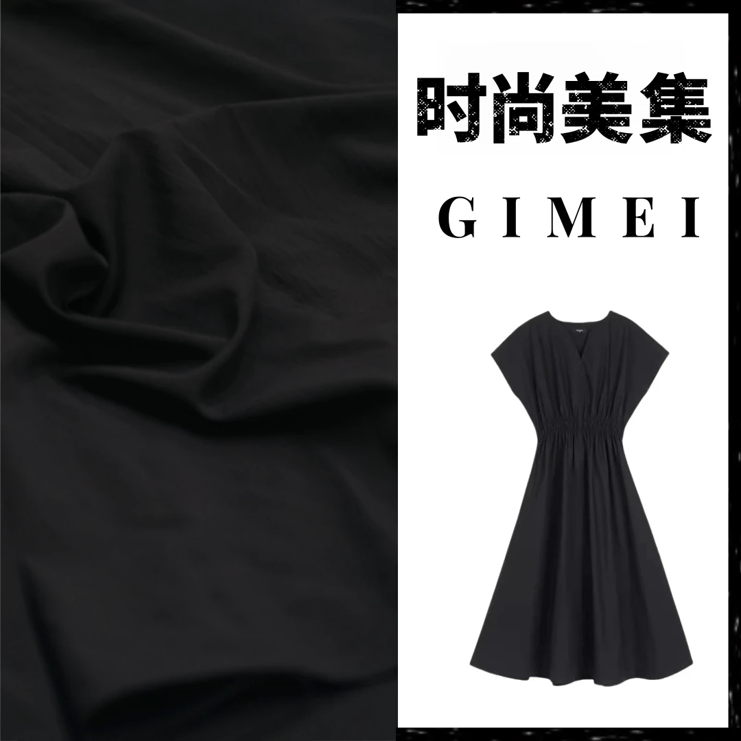 L5818【黑天鹅】夏季赫本女装连衣裙V领设计连身袖收腰小黑裙
