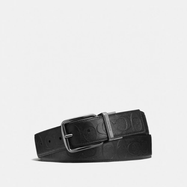 COACH/蔻驰CQ024 BLK男士HARNESS针扣可裁剪双面腰带38MM（宽）