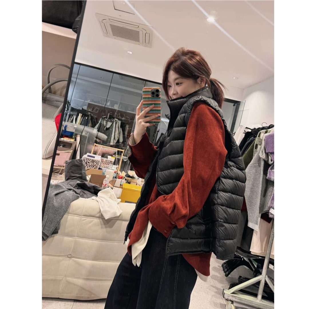 晶咕【排骨条！】韩版立领宽松排骨无袖马甲羽绒服马甲女