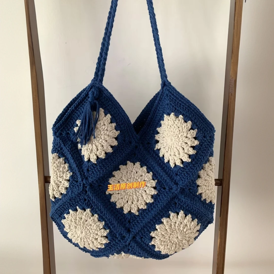 时尚复古祖母格手工优雅手提包材料包钩花包包专用空心棉线毛线