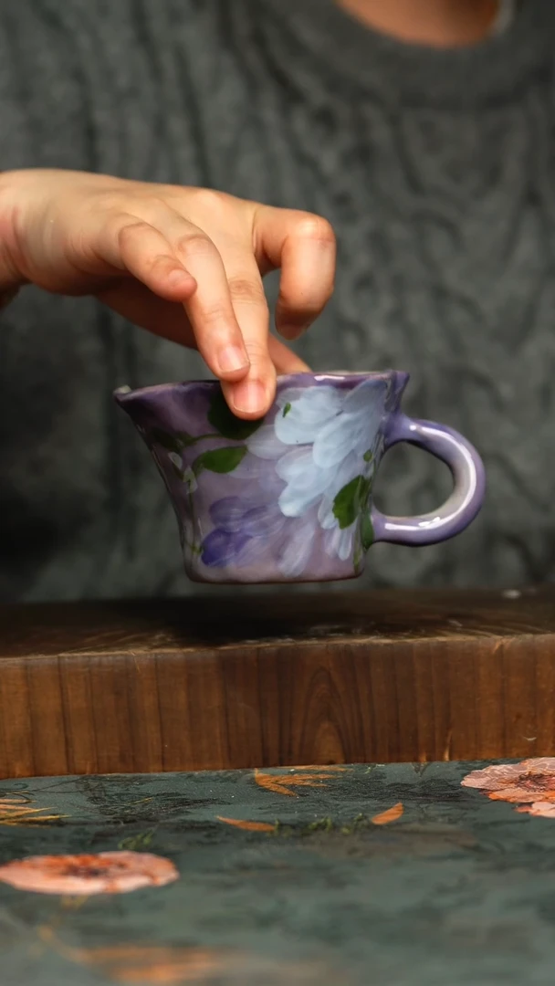 杯釉下彩手工手绘同款陶器