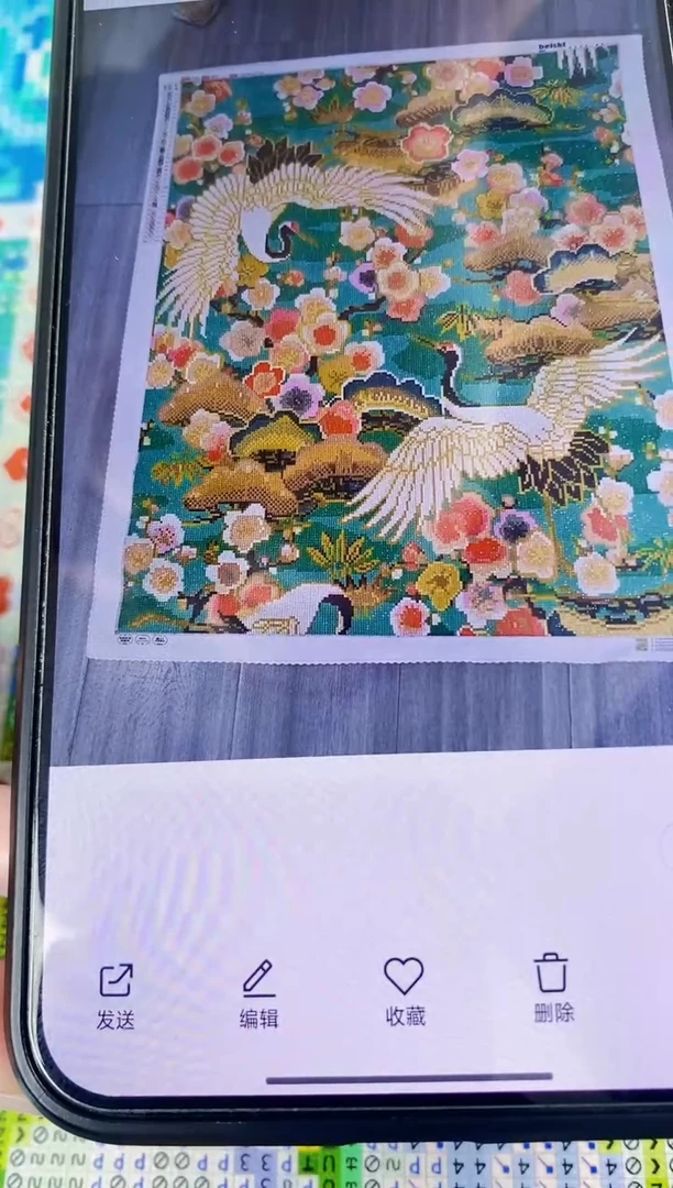 棉布百丝特【鹤纹】树脂圆钻72*83
