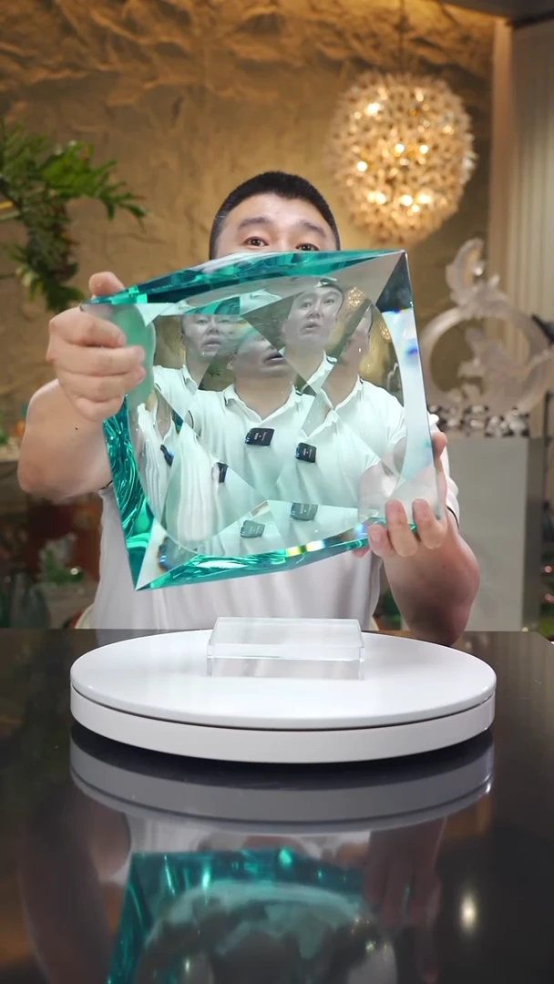 琉璃手工艺品福利湖水蓝切面果盘