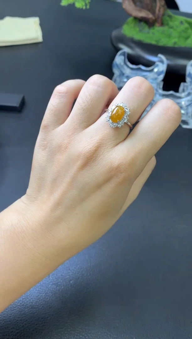 翡翠戒指银S925镶嵌戒指