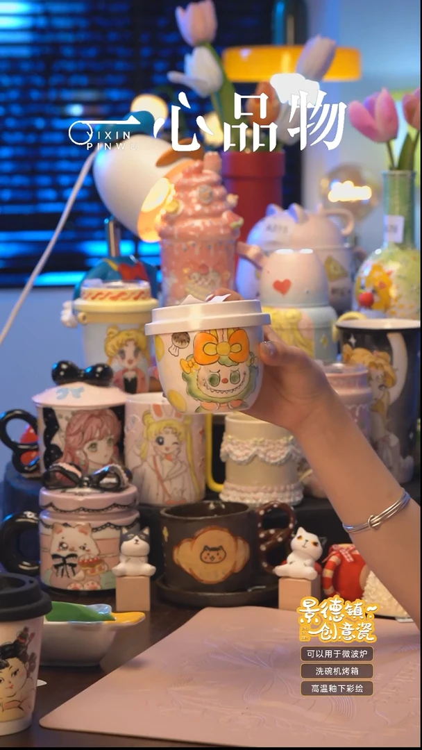 杯S616景德镇手工手绘杯子摆件