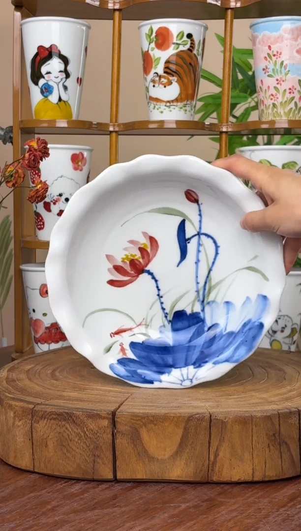 景德镇手绘釉中彩（食品级）如意盘