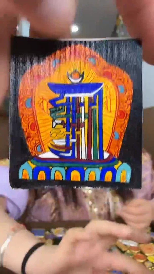 吊坠石像背卡-热贡纯手绘唐卡