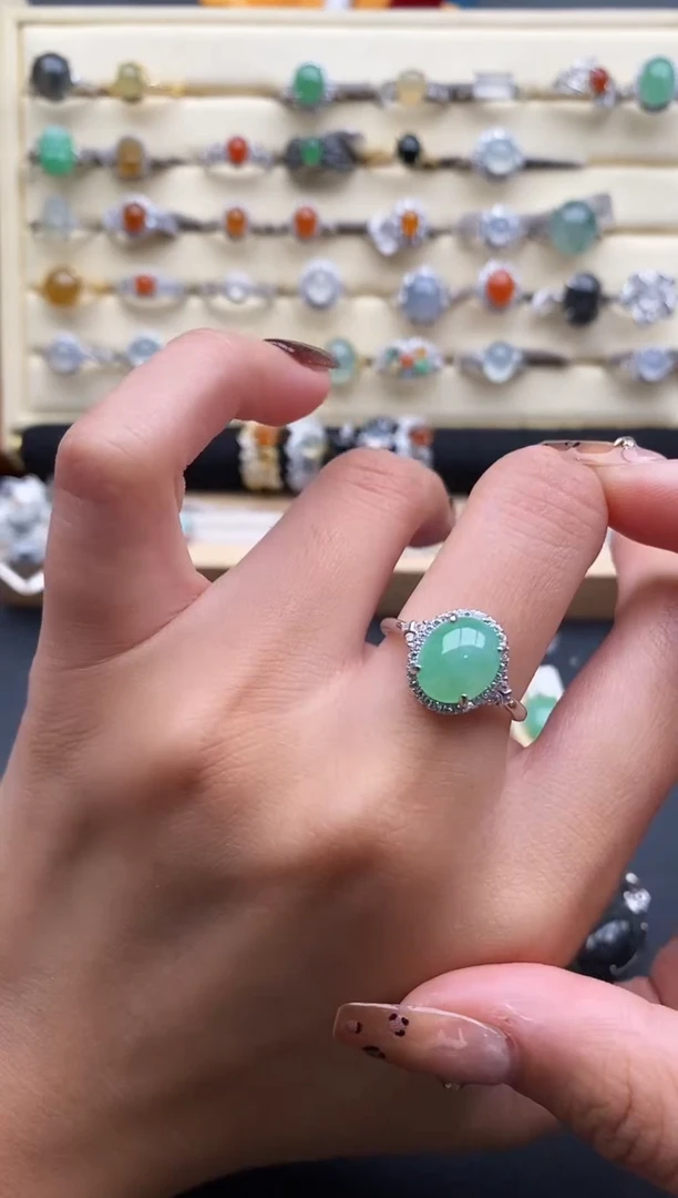 银S925镶嵌戒指翡翠555555+3