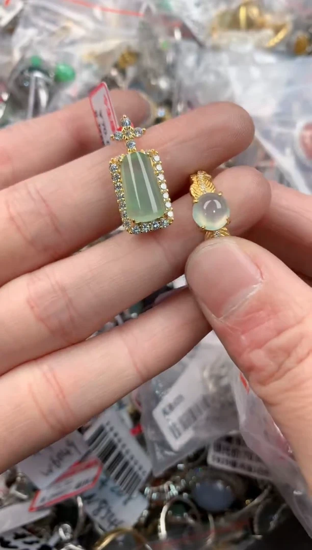 银S925镶嵌戒指翡翠10   5