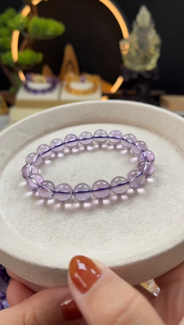 未镶嵌手链紫晶天然紫水晶圆珠手串10mm