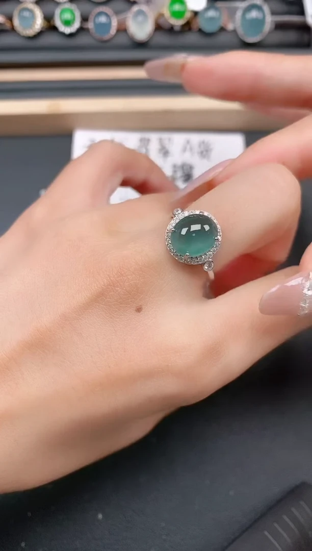 银S925镶嵌戒指翡翠111