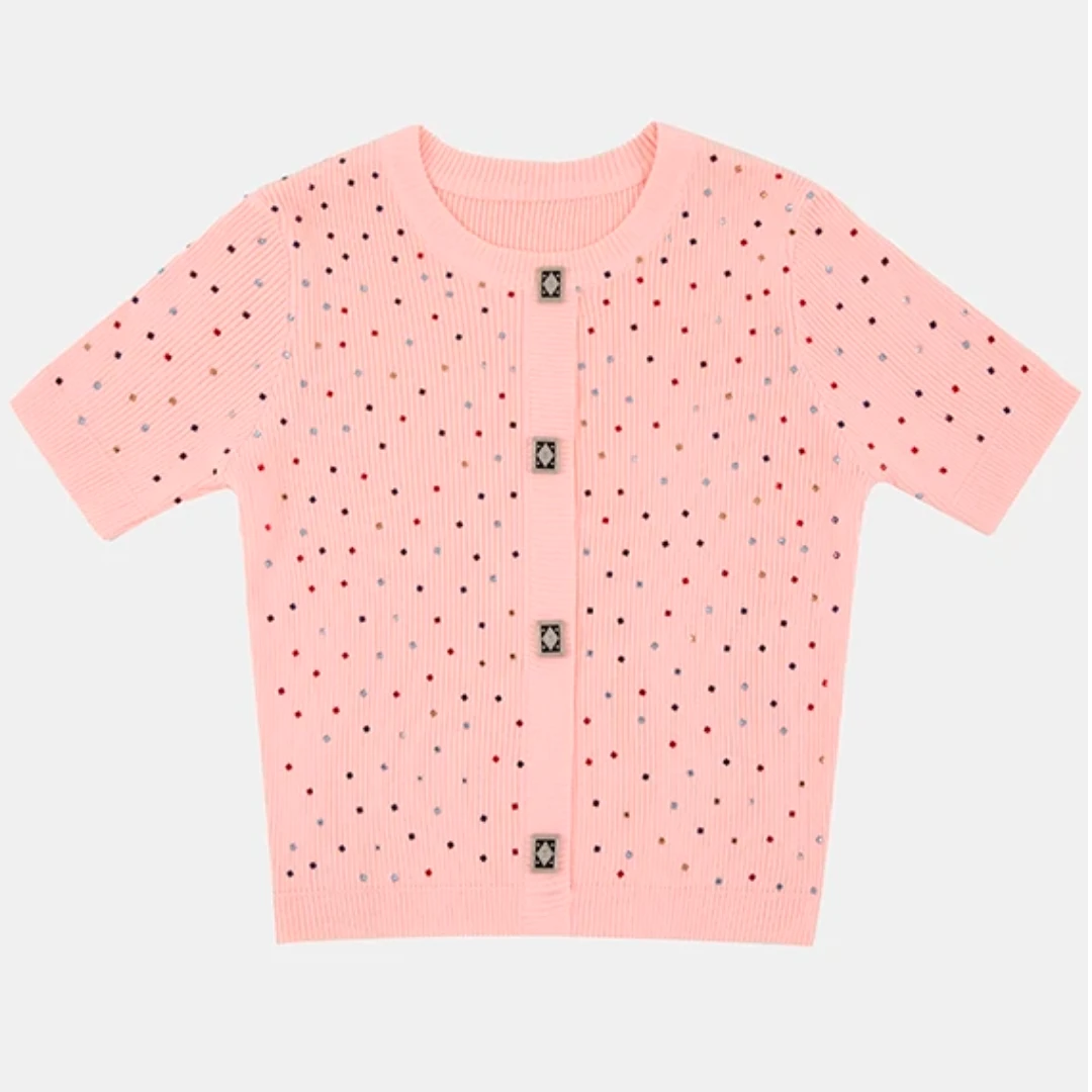 毛针织衫时尚秋季女小香风长袖圆领通勤短袖薄款提花