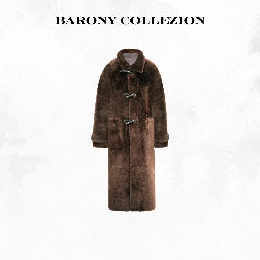 BARONY/86012T双穿包容身材气质时尚进口美利奴皮草外套皮毛一体
