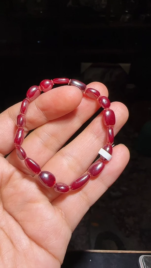 天然辰砂朱砂单晶体手链20