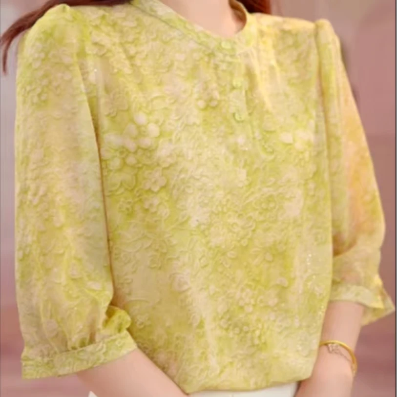 2025夏季新款衬衫时尚百搭洋气显瘦衬衣气质968