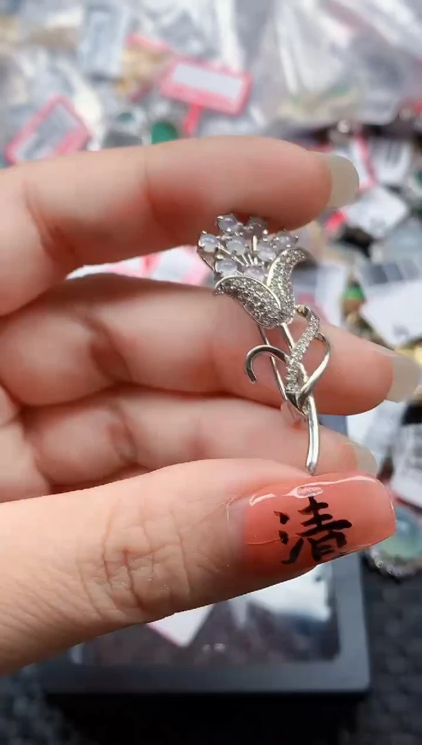 银S925镶嵌戒指翡翠天然A货缅甸翡翠