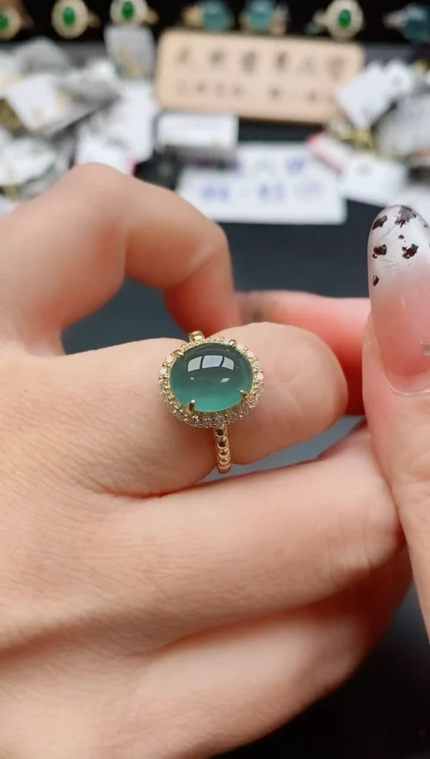 银S925镶嵌戒指翡翠1