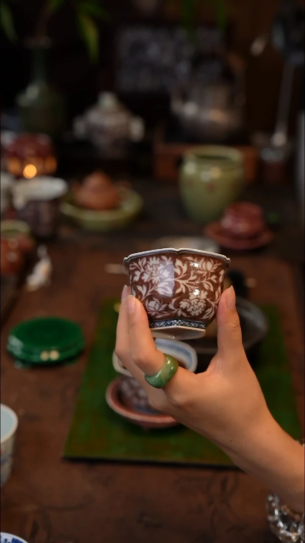 正萌堂繁花似锦杯 景德镇陶瓷