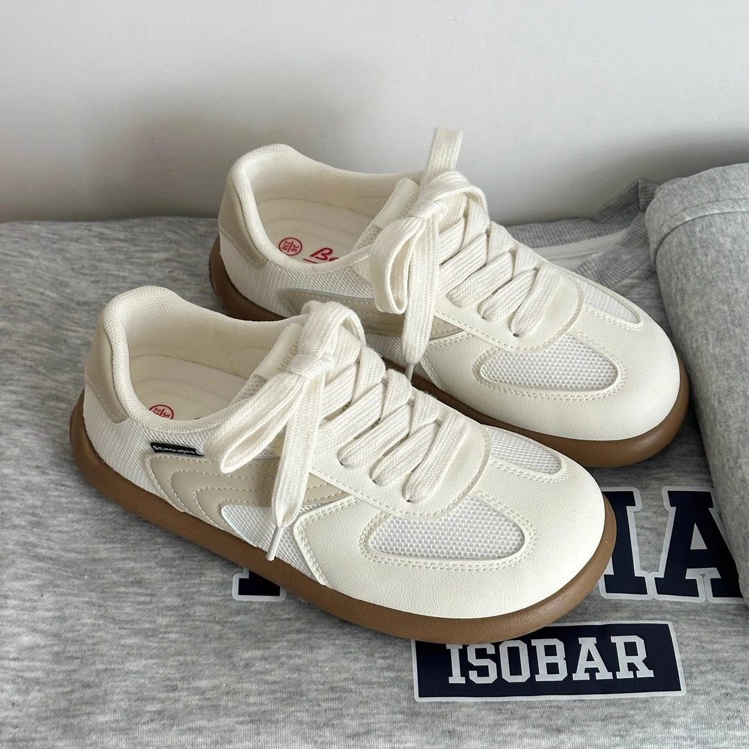 2025夏天爆款德训鞋真皮流行旅游鞋女款女学生百搭休闲鞋透气单鞋