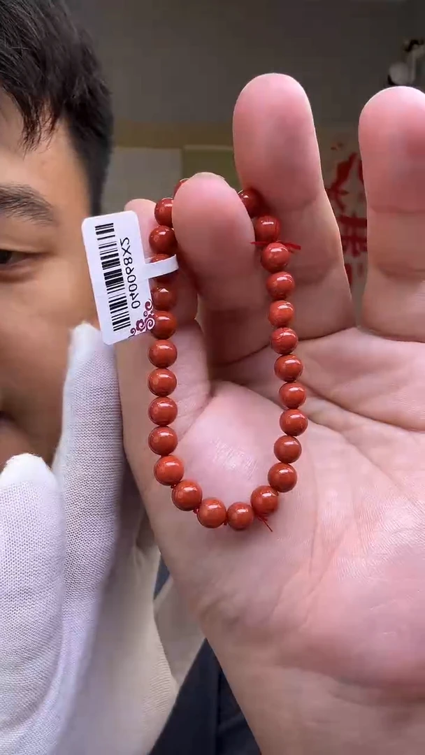 未镶嵌6mm南红玛瑙川料牛血红纯色手串