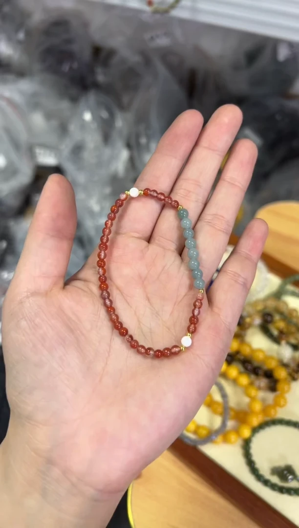 【闪购商品】南红玛瑙手链未镶嵌飘花南红玛瑙翡翠款手链[0676]