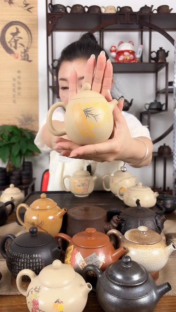 壶球孔 白泥阴刻阳填壶