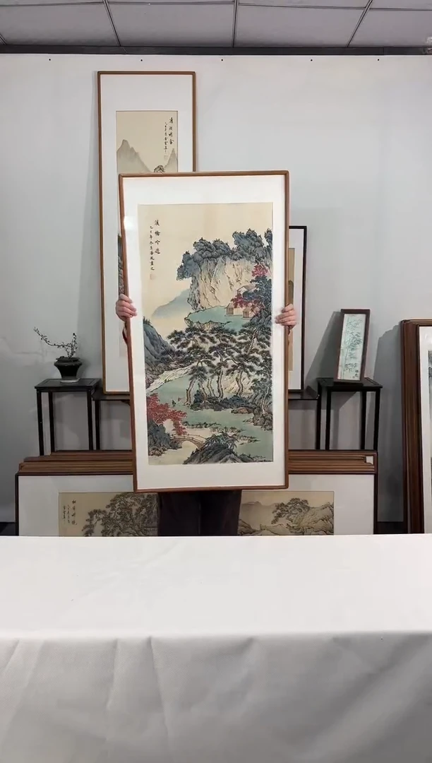 国画手绘*溪桥吟游*62*122cm