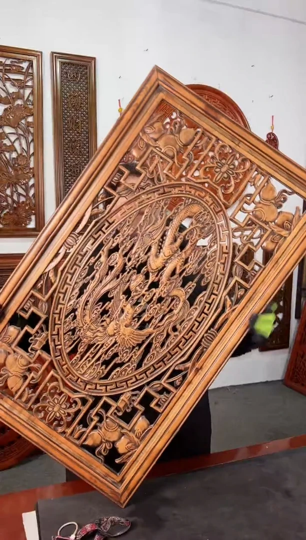 【闪购商品】香樟木木雕100*60   龙凤呈祥