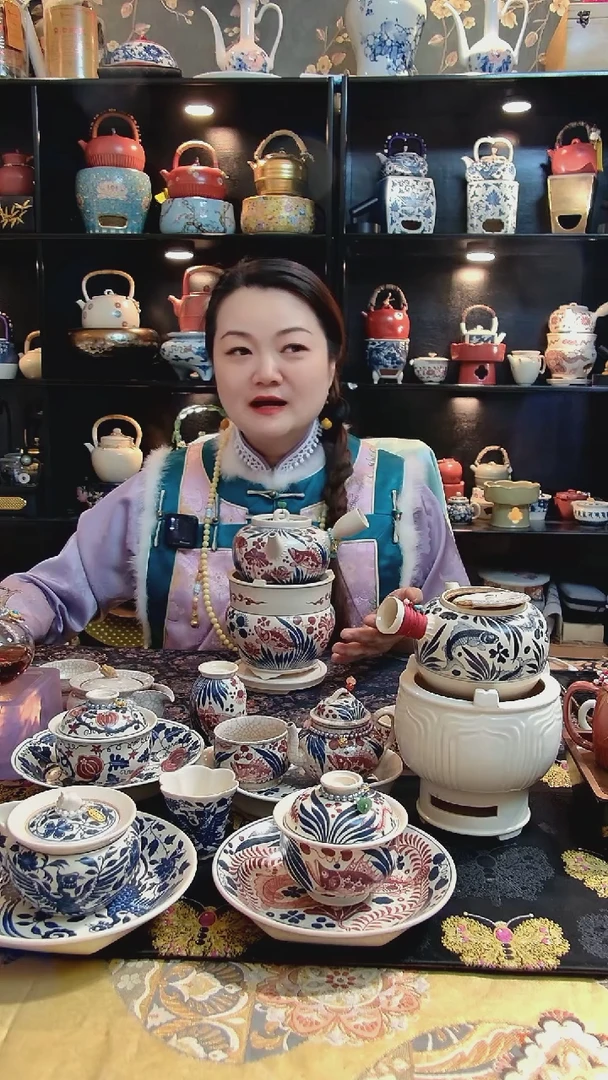 【闪购商品】茶具鱼海藻一套手工手绘