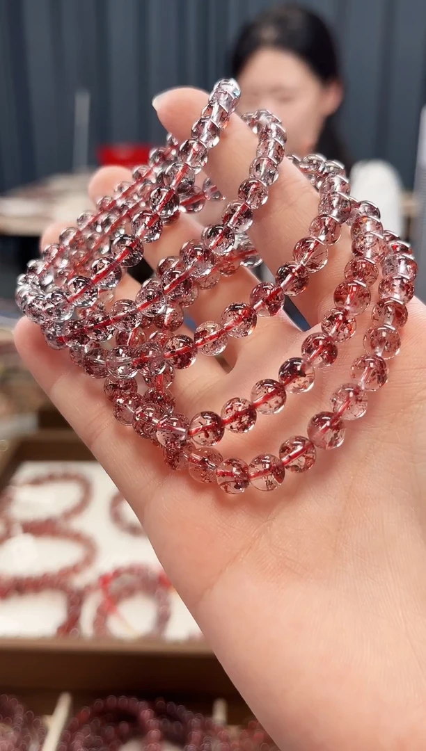 未镶嵌手串水晶金草莓超七单圈手串6mm【多样性发一】