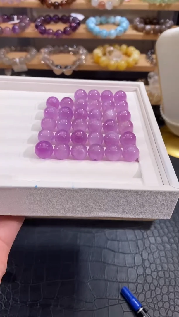 水晶手链未镶嵌紫锂辉单珠12mm多样性发一