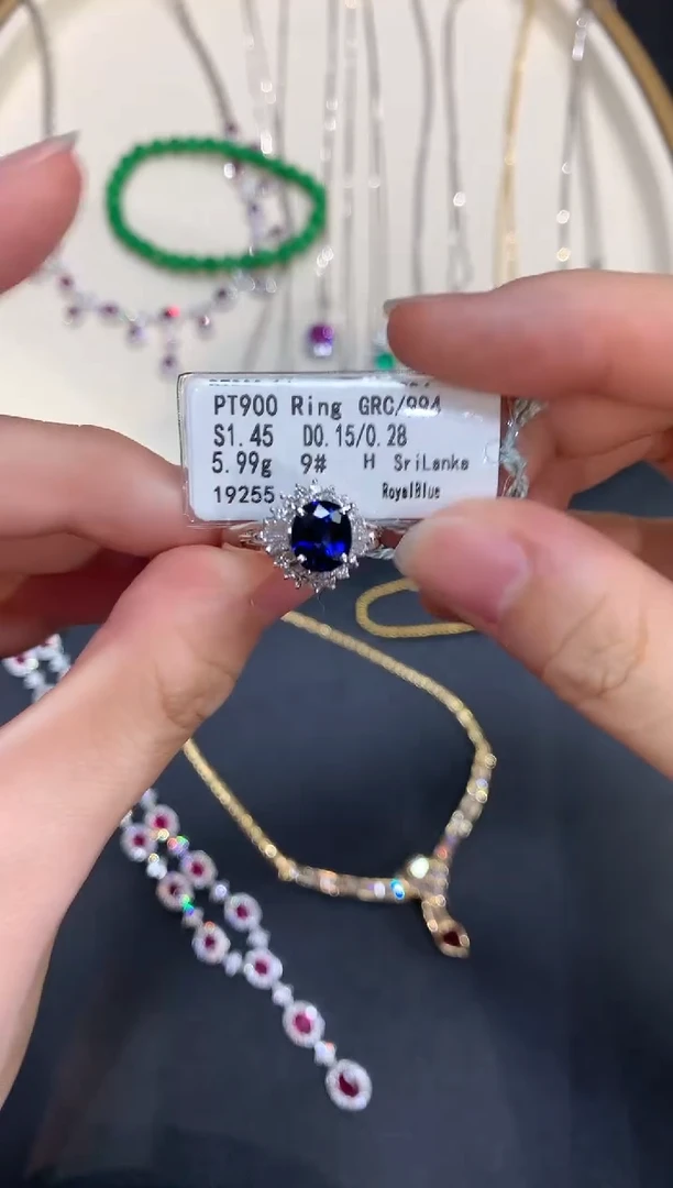 定制蓝宝石戒指铂Pt850镶嵌S512|5800