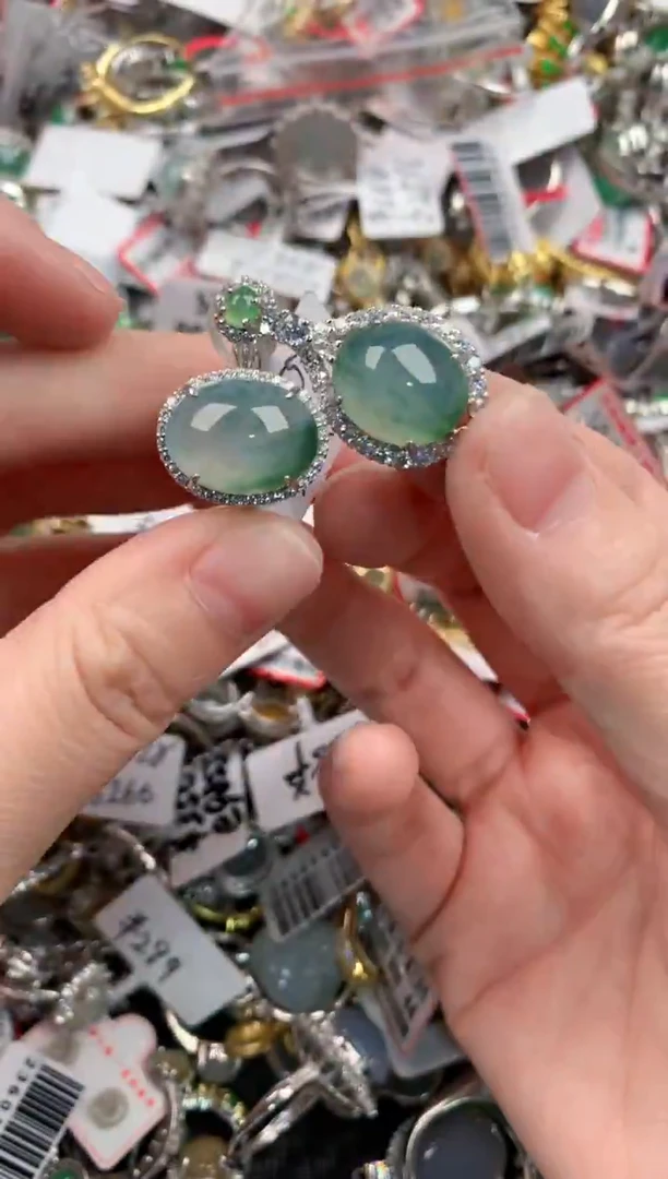 银S925镶嵌戒指翡翠222      9