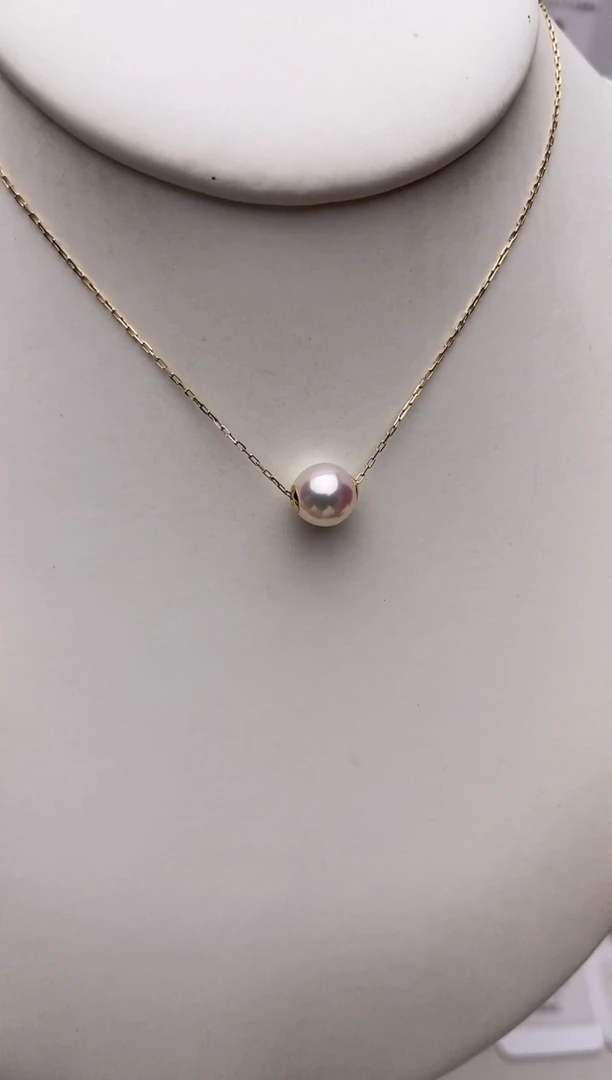 吊坠(不含链)18K金镶嵌海水珍珠福利路路通吊坠赠合金链7.5-8