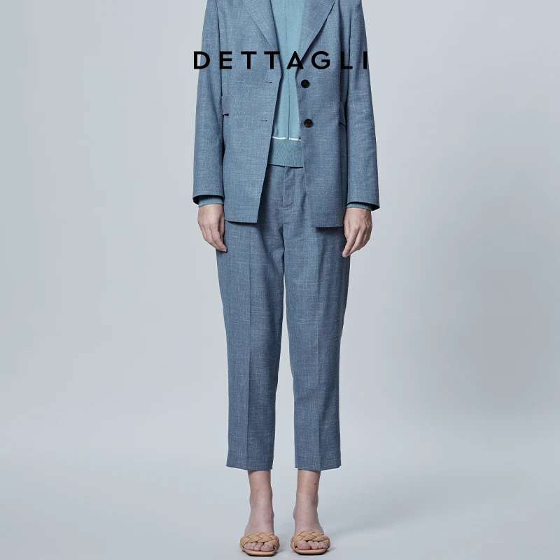 春夏水蓝色女士裤子休闲裤